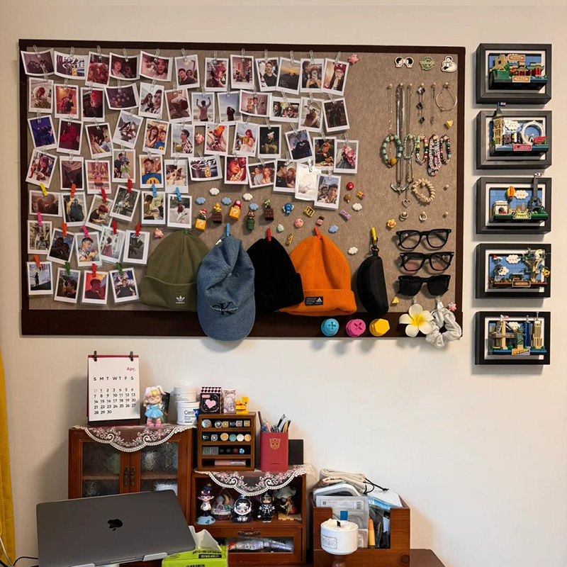 毛毡板照片墙背景板自粘相片框展示墙软木板幼儿园愿景墙拍立得墙