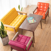 儿童阅读区桌椅实木小沙发幼儿园单双人皮质宝宝座椅公主摄影道具