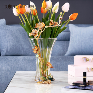 罗比罗丹兰之恋花瓶摆件创意珐琅彩工艺玻璃花瓶家居饰品