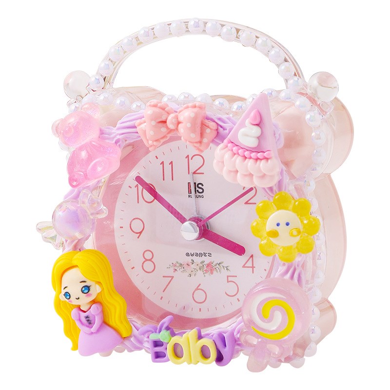 仿真奶油胶儿童diy自制作起床闹钟材料包可爱时钟表学生女孩