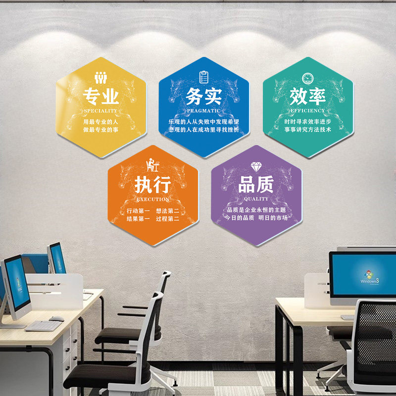 企业公司形象文化墙面装饰画设计会议办公室励志标语墙贴氛围布置