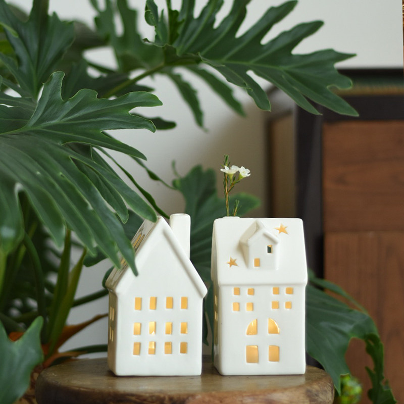 浪漫满屋家居摆件房子小夜灯装饰休闲厅酒店民宿酒店氛围陶瓷灯