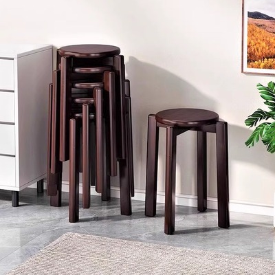 楠竹凳子可叠放圆凳子家用现代简约加厚小板凳吃饭凳子客厅小矮凳