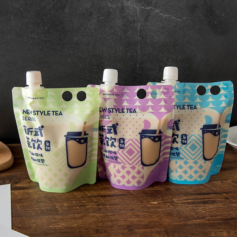 手摇奶茶袋带吸嘴珍珠奶茶袋冷饮液体饮料豆浆鲜奶火锅汤底打包袋