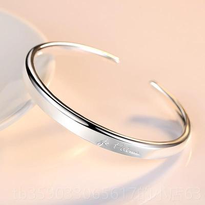 正品纯友银手镯女森系学银生饰品简约足送999清新银镯子法文爱女
