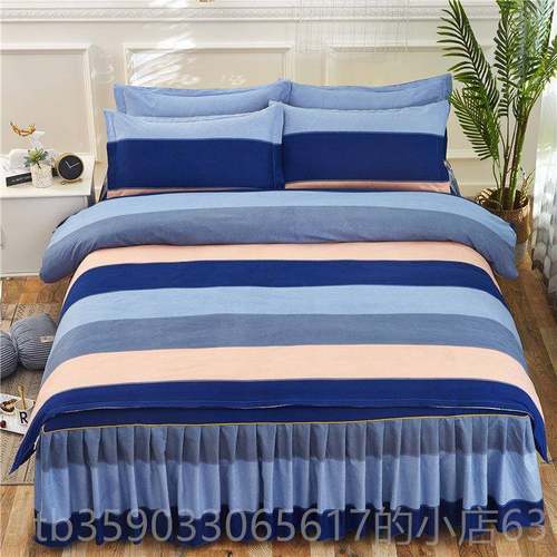 正品纯棉.床裙床罩四件套1全棉双人8m2m被罩床套网红婚庆防滑式单