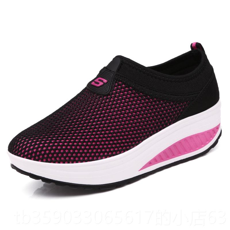 正品面春夏摇摇鞋女鞋黑色网透气休季闲厚底运动跑步鞋妈鞋妈鞋套