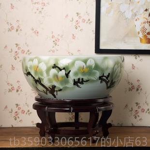 正品景德镇陶瓷鱼缸大号养乌缸盆手碗绘青花养鱼盆睡莲莲荷花缸摆