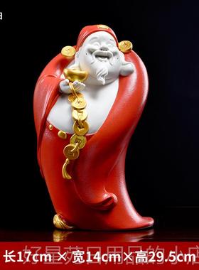 高档摆东店方土 陶瓷财神爷泥摆件 办公室铺开业商务礼品客厅装饰