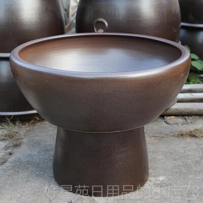 高档景镇陶乌瓷缸落地立柱式客厅特大吸德水石盆龟缸睡莲碗鱼莲盆