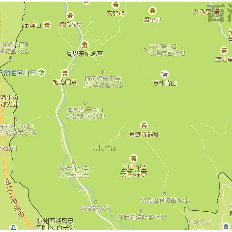 西湖区地图1.15m杭州市家用折叠高清办公室书房新款装饰画墙贴