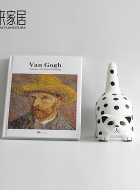 东来家居简约现代卡通波点猫组合摆件样板间儿童房书架装饰品摆设