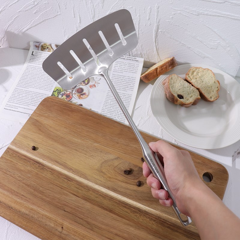 出口德国30不锈钢加厚翻鱼铲子煎鱼铲加宽煎蛋铲牛排铲平铲漏铲