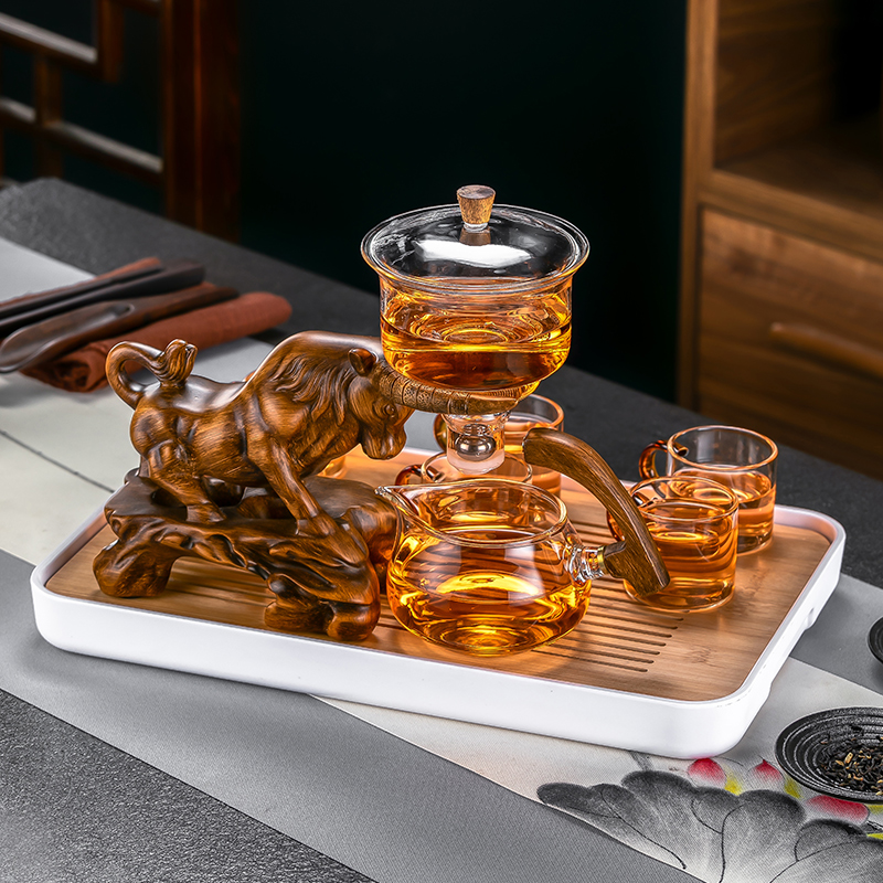 中式牛气冲天生肖摆件客厅泡茶台茶具用品办公室茶几桌面装饰礼品