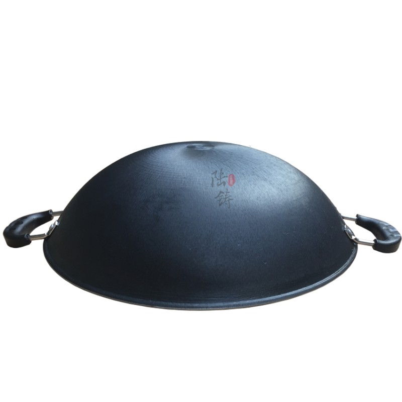 铸铁炒锅耳大铁锅老式传统生铁锅加厚尖底炒菜锅家用燃气圆底锅
