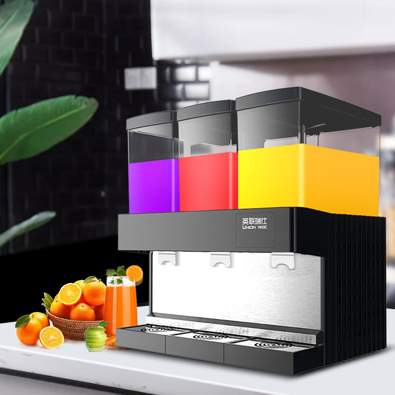 英联瑞仕双缸饮料机自助果汁机商用冷热双温三缸全自动冷饮机