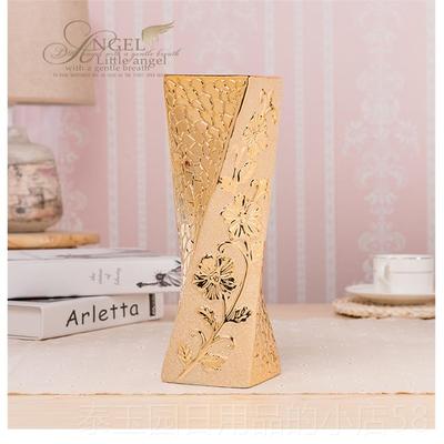 高档30cm瓷陶瓶花 金色高档奢华装饰 客厅家居 可装水面桌花瓶三