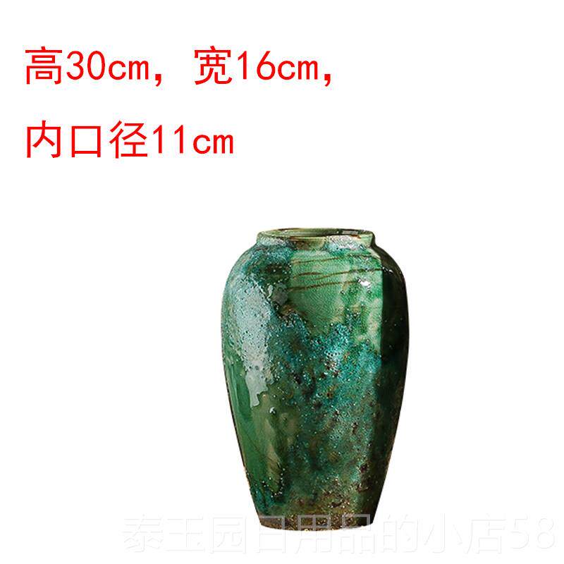 高档景德镇瓷美式陶瓷小花瓶客 厅绿插花器摆件色陶罐粗陶多肉坛