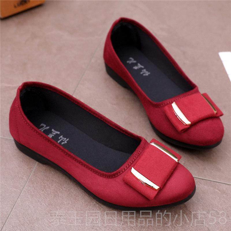 高档春秋北京闲布鞋女平底鞋单鞋圆老头休鞋黑色工作鞋妈妈鞋豆豆