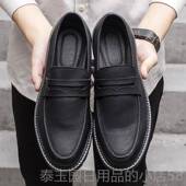 韩式 英0式 打蜡破旧皮休鞋 高档2便25夏季 男式 鞋 透气闲男式