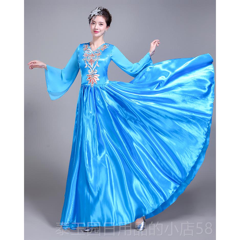 高档开场舞大摆裙现表演服装族新民舞蹈服装女性成人舞蹈代舞合唱
