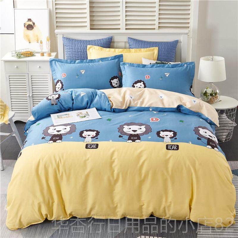 正品纯棉件套1.8m2床上用品4件套全棉简约男士双人0m床单被套.1四