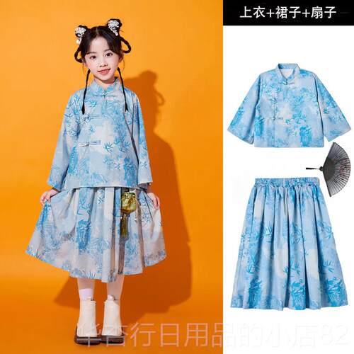 正品儿演出服合唱诗朗诵幼儿园女童汉服中国风小学生运歌动男会班
