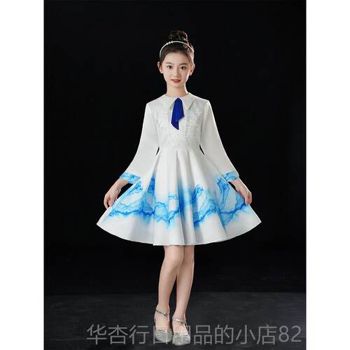 正品元旦儿童唱演出服中国风礼服合歌爱中小学生诗朗诵比赛表演服