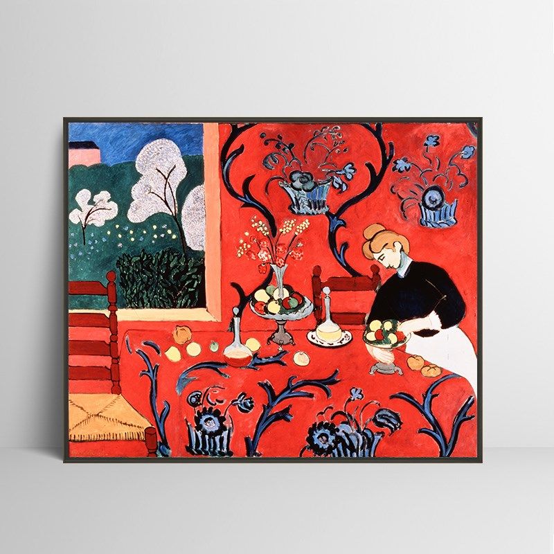 红色餐桌 马蒂斯油画布印刷喷绘仿制油画客厅卧室沙发背景装饰画