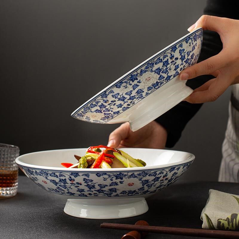 小炒肉辣椒炒肉碗湘菜高脚盘炒菜盘商用赣菜川菜特色农家乐餐具