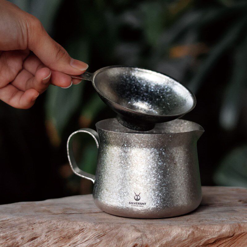 银蚁纯钛分茶器耐热防摔公杯功夫茶具配件双层茶杯钛金属公道杯