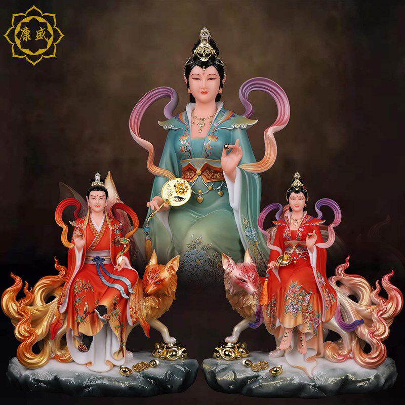 九尾狐像九姑娘九公子神像汉白玉九尾娘娘青丘女帝君家用桌面摆件