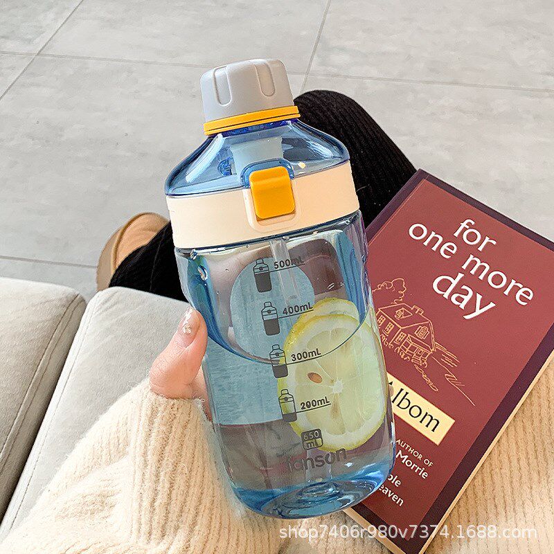 凡森水杯女生颜值夏季吸管杯带刻度学生创意双饮便携塑料杯子女