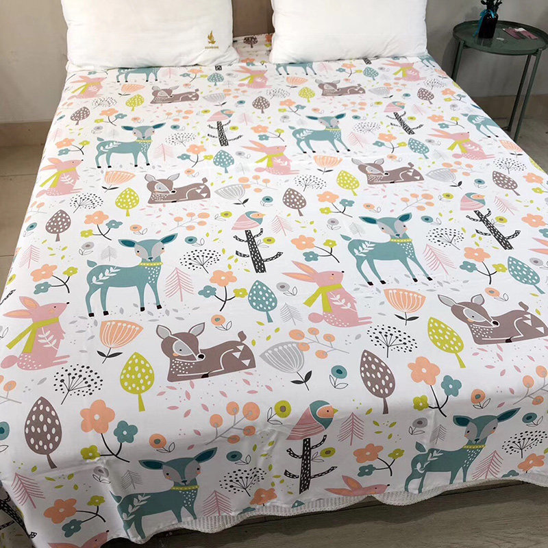 夏季竹纤维床单吸湿透气粗布凉席抑菌不沾身凉爽凉感卡通双人睡单