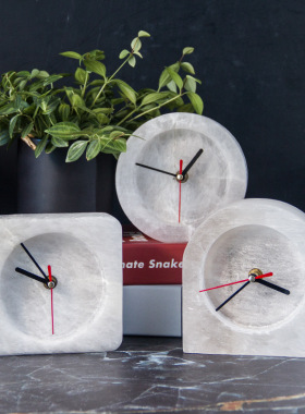 个性创意矿石钟表摆件立体装饰工艺钟表简约家居时钟