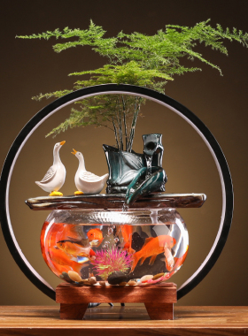 陶瓷流水景喷泉鱼缸假山玄关生财招客厅家居装饰开业搬家乔迁摆件