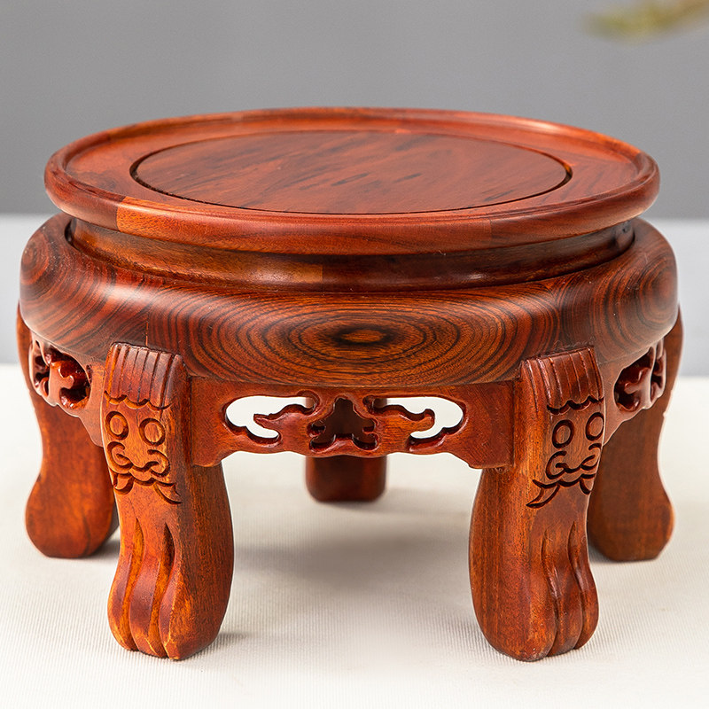 实木底座大花盆花瓶盆栽圆形酒坛垫高鱼缸奇石文玩摆件加高托架敦