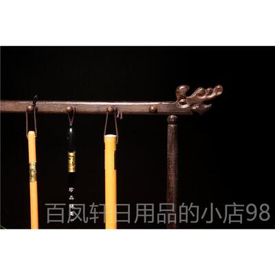 高档精包品鸡木翅木毛歙笔架笔挂全手工红笔架龙头笔挂文房四宝砚