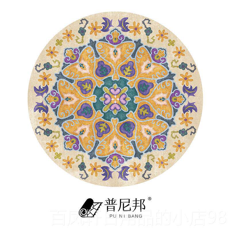高档北欧圆摩形地毯客厅哥民族风美式i茶几垫卧室床边毯n洛s网红