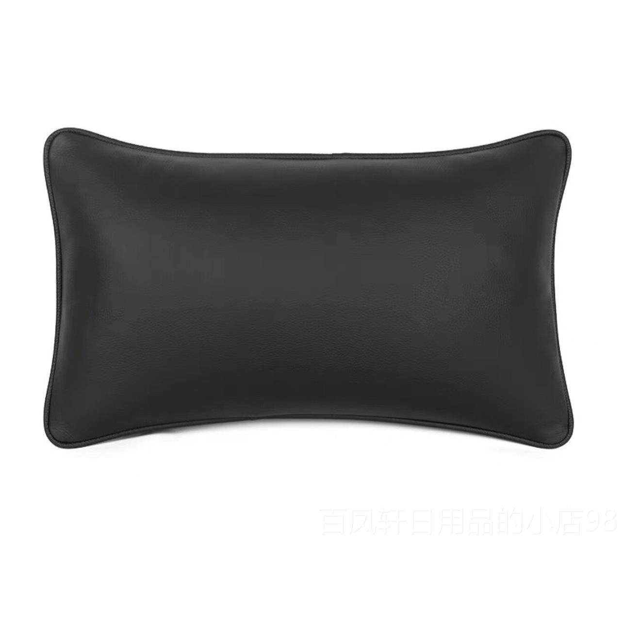 高档头层牛皮真皮抱枕枕腰靠黑色棕黄沙发靠垫轻奢方形厅汽客车枕