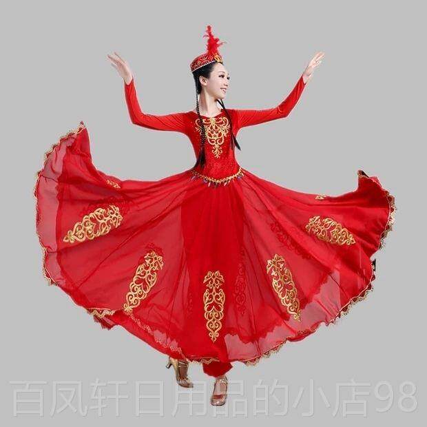 高档2023新疆维尔族舞演出服装 吾女人连衣裙民族成舞台演出蹈饰