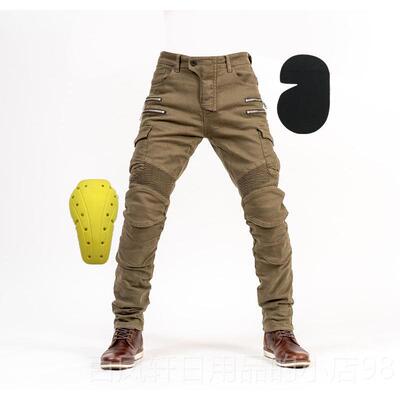 高档男春季拉链款摩车托车骑牛仔裤带护具行四季女修身休闲款机防