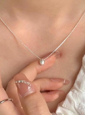 为晚纯银天然珍珠项链吊坠女款2025新款锁骨链颈链女配裙子银饰