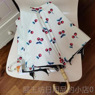 正品 包日系黑胶花森朵公线主伞系邮晴雨两用防风防紫外竹柄双人折