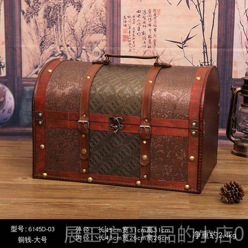 高档复古密码质木整理收纳物箱储箱大号带锁宝木箱子儿童玩具百箱