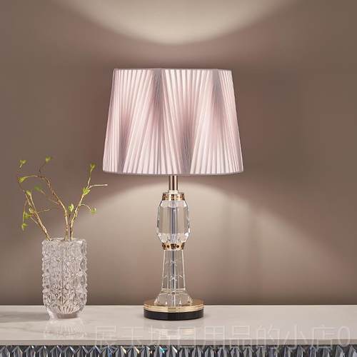 正品时尚奢卧室床头水轻晶台灯粉色计客厅设师主卧室端高大气家用