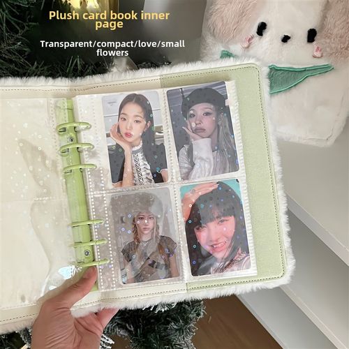 5cm孔距镭射小花爱心四宫格卡册内页a5六孔3寸活页爱豆专辑卡页