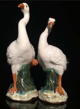 石湾公仔陶瓷鹤生肖创意家居客厅博古架电视柜摆件动物手工艺礼品