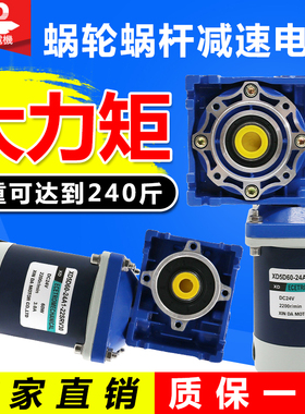 60W蜗轮蜗杆直流电机RV30RV40齿轮减速电机电动机12V24V调速马达