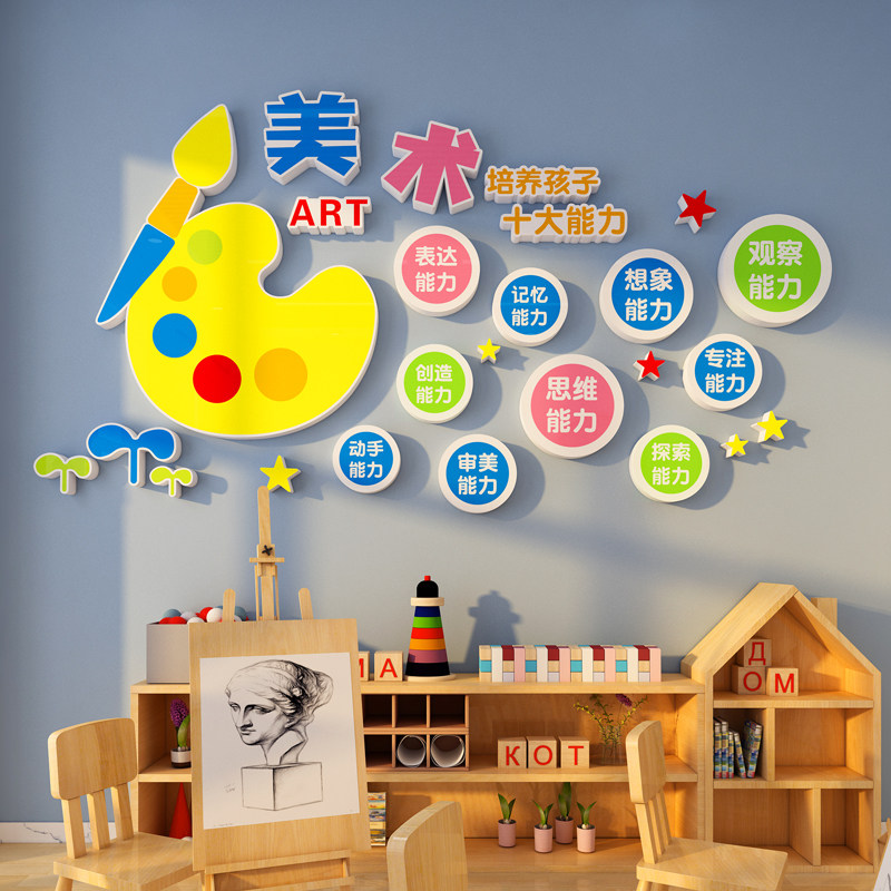画画布置美术教室墙面装饰艺术培训机构班级文化墙贴纸幼儿园环创,家居饰品,文化墙贴,淘宝优惠券,粉丝福利购,淘宝优惠卷